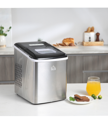 HOMCOM Ice Maker Machine Portable Counter Top Ice Cube Maker for Home Black