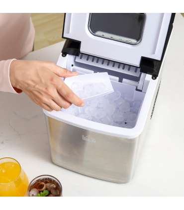 HOMCOM Ice Maker Machine Portable Counter Top Ice Cube Maker for Home Black
