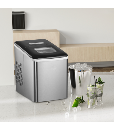 HOMCOM Ice Maker Machine Portable Counter Top Ice Cube Maker for Home Black