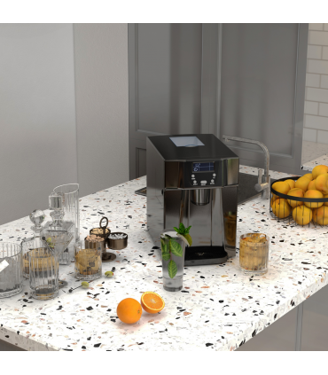 HOMCOM Ice Maker Machine and Water Dispenser No Plumbing Required Black