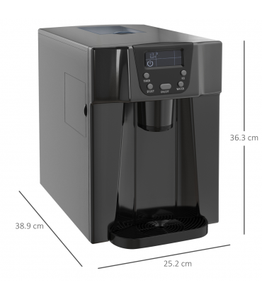 HOMCOM Ice Maker Machine and Water Dispenser No Plumbing Required Black