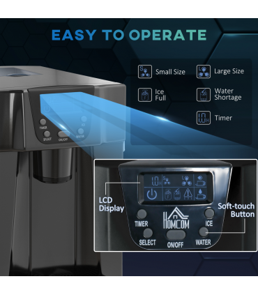 HOMCOM Ice Maker Machine and Water Dispenser No Plumbing Required Black