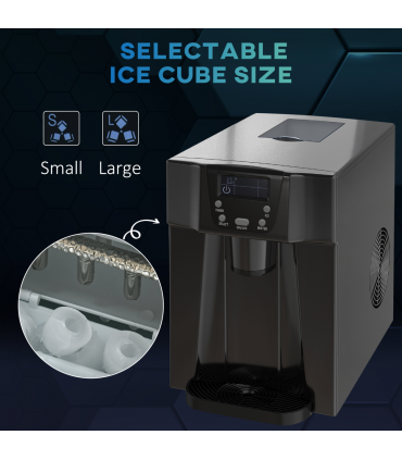 HOMCOM Ice Maker Machine and Water Dispenser No Plumbing Required Black