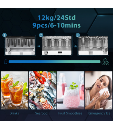 HOMCOM Ice Maker Machine and Water Dispenser No Plumbing Required Black