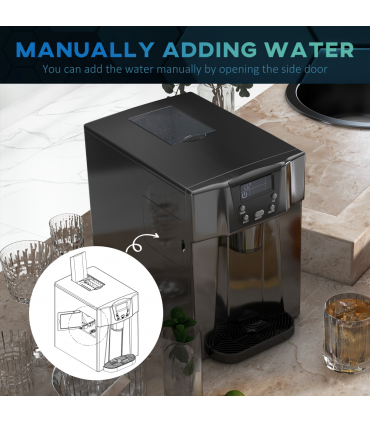 HOMCOM Ice Maker Machine and Water Dispenser No Plumbing Required Black