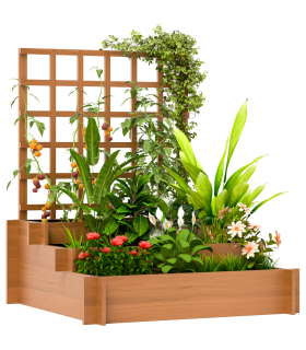 Climbing Plant Trellis with Planters - Durable Fir Wood Garden Feature