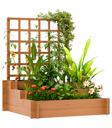 Climbing Plant Trellis with Planters - Durable Fir Wood Garden Feature