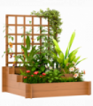 Climbing Plant Trellis with Planters - Durable Fir Wood Garden Feature