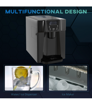 HOMCOM Ice Maker Machine and Water Dispenser No Plumbing Required Black