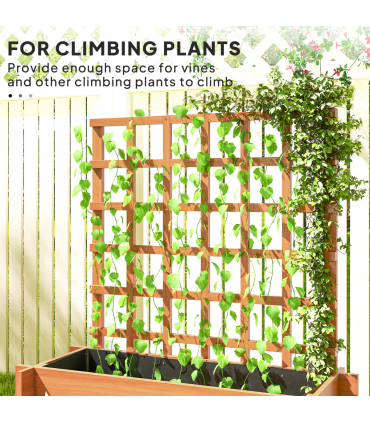 Climbing Plant Trellis with Planters - Durable Fir Wood Garden Feature
