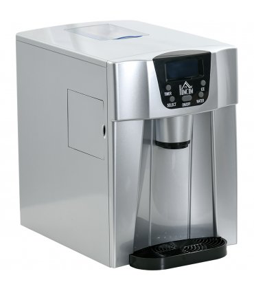 HOMCOM Ice Maker Machine and Water Dispenser No Plumbing Required Silver
