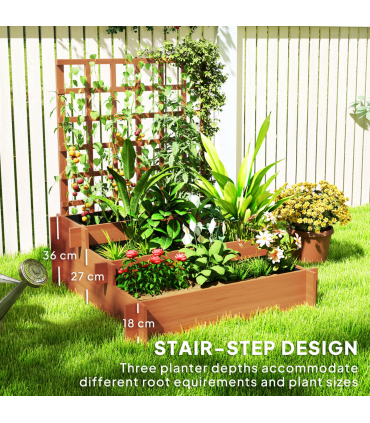 Climbing Plant Trellis with Planters - Durable Fir Wood Garden Feature