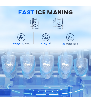 HOMCOM Ice Maker Machine and Water Dispenser No Plumbing Required Silver