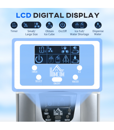 HOMCOM Ice Maker Machine and Water Dispenser No Plumbing Required Silver