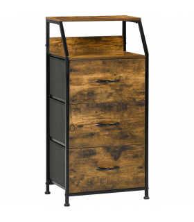 Industrial 3 Drawers Storage Cabinet Rustic Brown MDF 44L x 29W x 92H cm