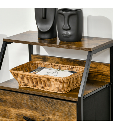 Industrial 3 Drawers Storage Cabinet Rustic Brown MDF 44L x 29W x 92H cm