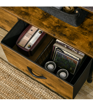 Industrial 3 Drawers Storage Cabinet Rustic Brown MDF 44L x 29W x 92H cm