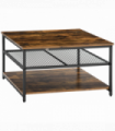HOMCOM Industrial Coffee Table, Cocktail Table  Storage Shelves, Rustic Brown
