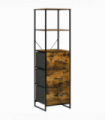 HOMCOM Industrial Storage Cabinet with 2 Shelves 3 Fabric Drawers Rustic Brown