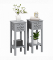 Elegant Floral Design Grey MDF Storage Unit Set - Durable & Stylish