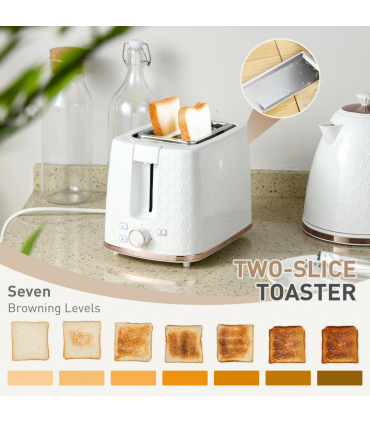 Kitchen Set Cream 1.7L Kettle & 2 Slice Toaster Honeycomb Design Stylish