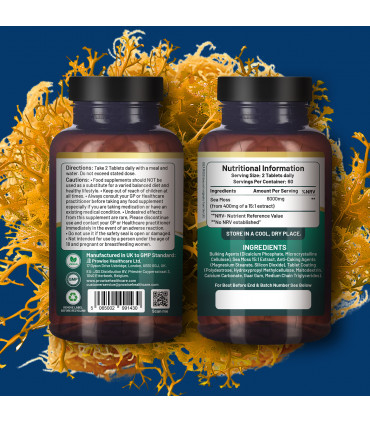 Irish Sea Moss Tablets High Strength 6000mg – Irish Sea Moss Supplement 120 Vegan Tablets High Potency
