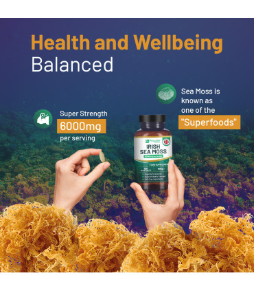 Irish Sea Moss Tablets High Strength 6000mg – Irish Sea Moss Supplement 120 Vegan Tablets High Potency