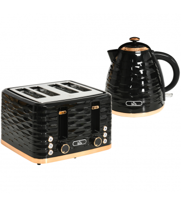 Kettle and Toaster Set: 1.7L Rapid Boil Kettle & 4 Slice Toaster Black