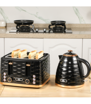 Kettle and Toaster Set: 1.7L Rapid Boil Kettle & 4 Slice Toaster Black
