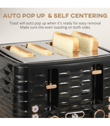 Kettle and Toaster Set: 1.7L Rapid Boil Kettle & 4 Slice Toaster Black