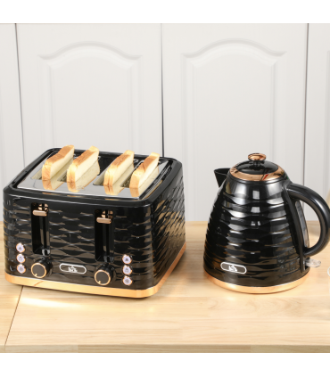Kettle and Toaster Set: 1.7L Rapid Boil Kettle & 4 Slice Toaster Black