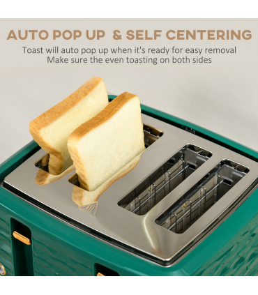 Kitchen Set Green 1.7L Rapid Boil Kettle & 4 Slice Toaster Pebbled Design