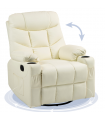 HOMCOM Manual Recliner Chair with Footrest, Cup Holder, Swivel Base, Cream