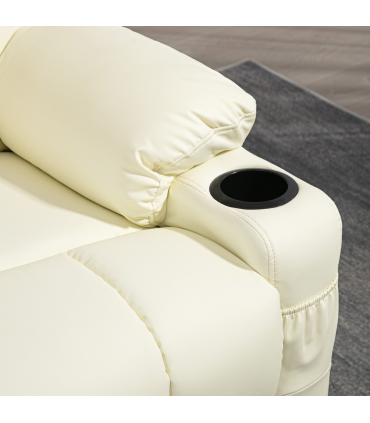 HOMCOM Manual Recliner Chair with Footrest, Cup Holder, Swivel Base, Cream