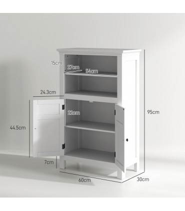 HOMCOM Modern Bathroom Storage Cabinet with Open Shelves, White
