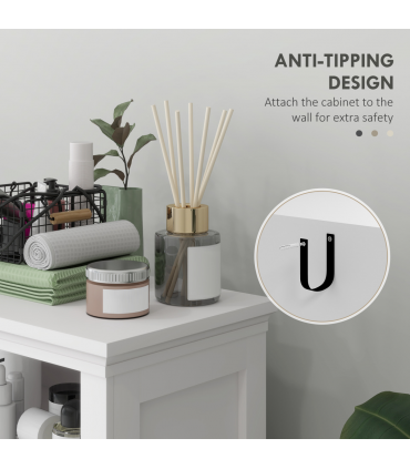 HOMCOM Modern Bathroom Storage Cabinet with Open Shelves, White