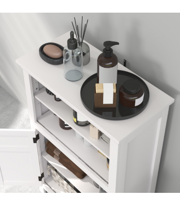 HOMCOM Modern Bathroom Storage Cabinet with Open Shelves, White