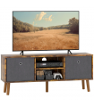 HOMCOM Modern TV Cabinet Stand w/ Shelves & Drawers, Bedroom Rustic Brown