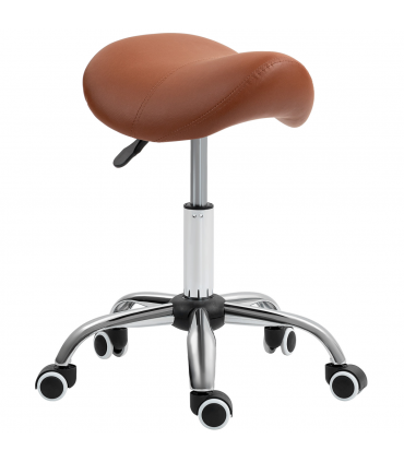 HOMCOM PU Leather Saddle Stool w/ Moulded Padded Seat Adjustable Height Brown