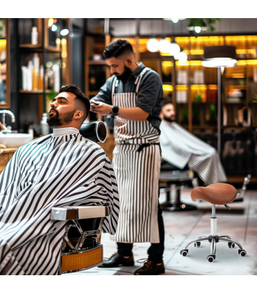 HOMCOM PU Leather Saddle Stool w/ Moulded Padded Seat Adjustable Height Brown