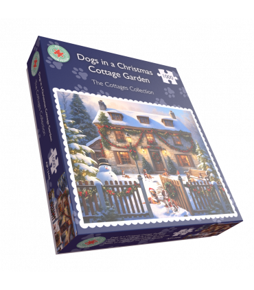 Dogs in a Christmas Cottage Garden 1000 Piece Jigsaw Puzzle
