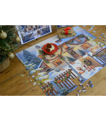 Dogs in a Christmas Cottage Garden 1000 Piece Jigsaw Puzzle