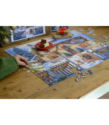 Dogs in a Christmas Cottage Garden 1000 Piece Jigsaw Puzzle