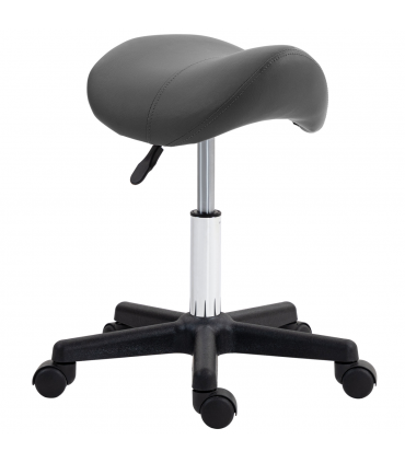 HOMCOM Saddle Stool Adjustable Rolling Salon Chair for Massage Spa Beauty Grey