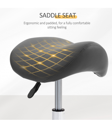 HOMCOM Saddle Stool Adjustable Rolling Salon Chair for Massage Spa Beauty Grey