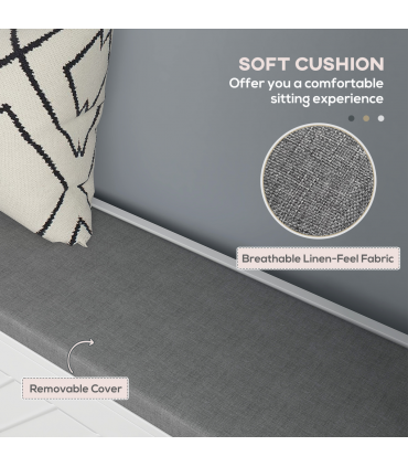 HOMCOM Shoe Bench with 2 Flip Drawers, Cushion, 8 Pairs for Entryway White