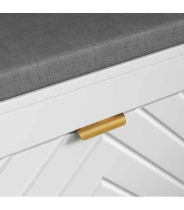 HOMCOM Shoe Bench with 2 Flip Drawers, Cushion, 8 Pairs for Entryway White