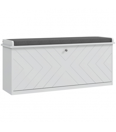 HOMCOM Shoe Bench with Flip Drawer, Cushion, 10 Pairs for Entryway White