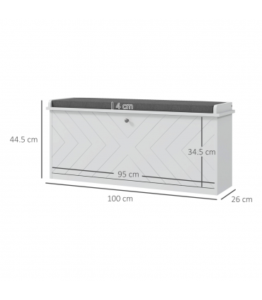 HOMCOM Shoe Bench with Flip Drawer, Cushion, 10 Pairs for Entryway White