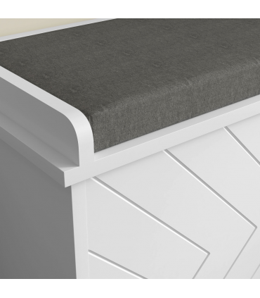 HOMCOM Shoe Bench with Flip Drawer, Cushion, 10 Pairs for Entryway White